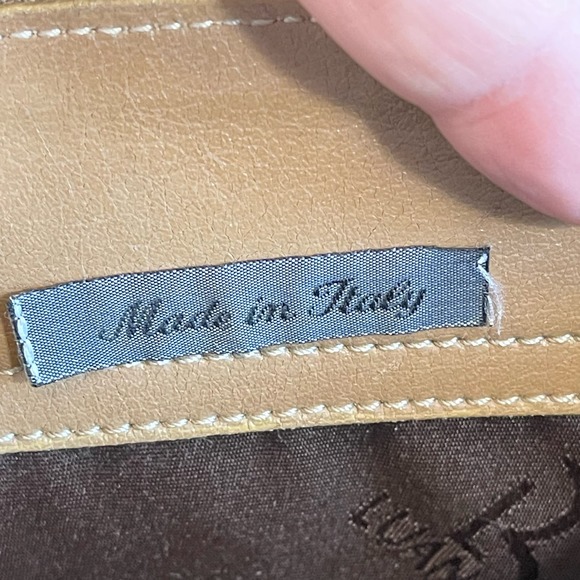 Vintage Luana Women's Brown Wide Open Top Zip Leather Tote Shoulder Bag - Picture 6 of 16